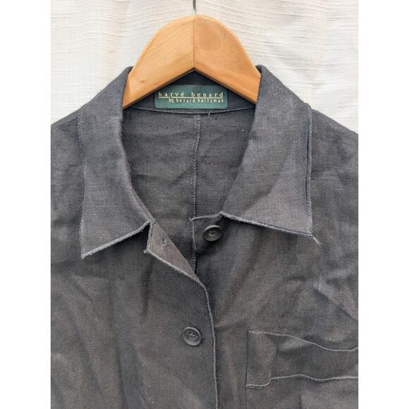 Harve Benard By Benard Holtzman Womens Linen Button Down Shirt L/XL Exposed Seam - Picture 4 of 6